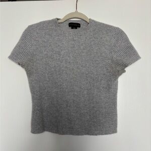 House of Harlow 1960 Short Sleeve Ribbed Knit Top - Light Gray
